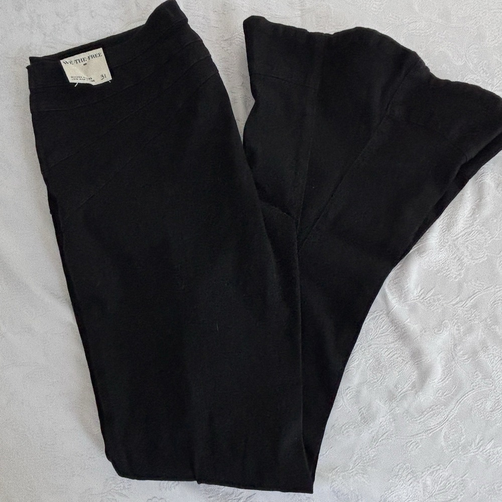 Free‎ People WOMEN'S SIZE 31 Low Rise Wicked Games Dark Wash Flare Jeans Black
